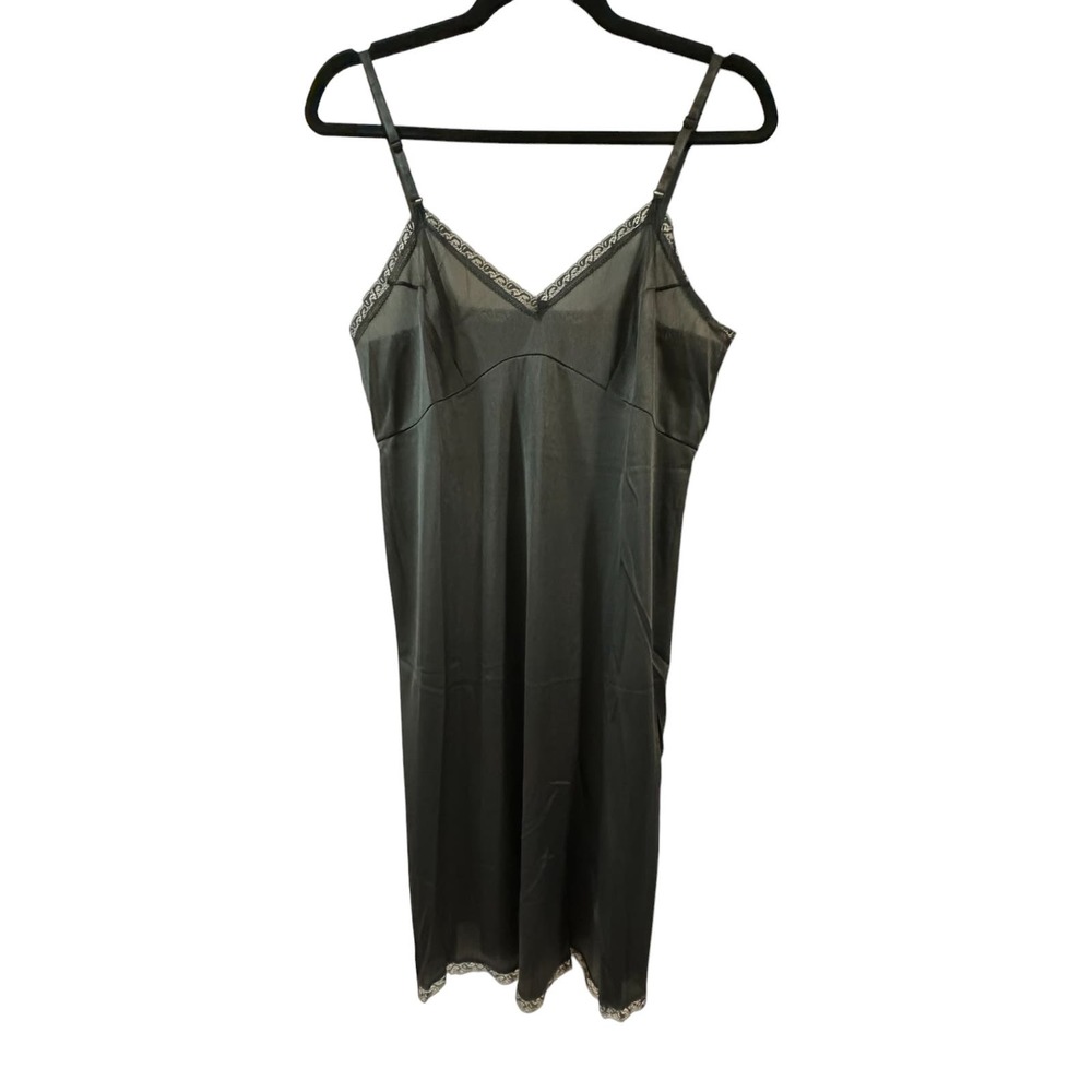 Size 14/36 Womens Black Vintage Lace Slip Dress